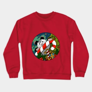 Christmas opossum with candy cane Crewneck Sweatshirt